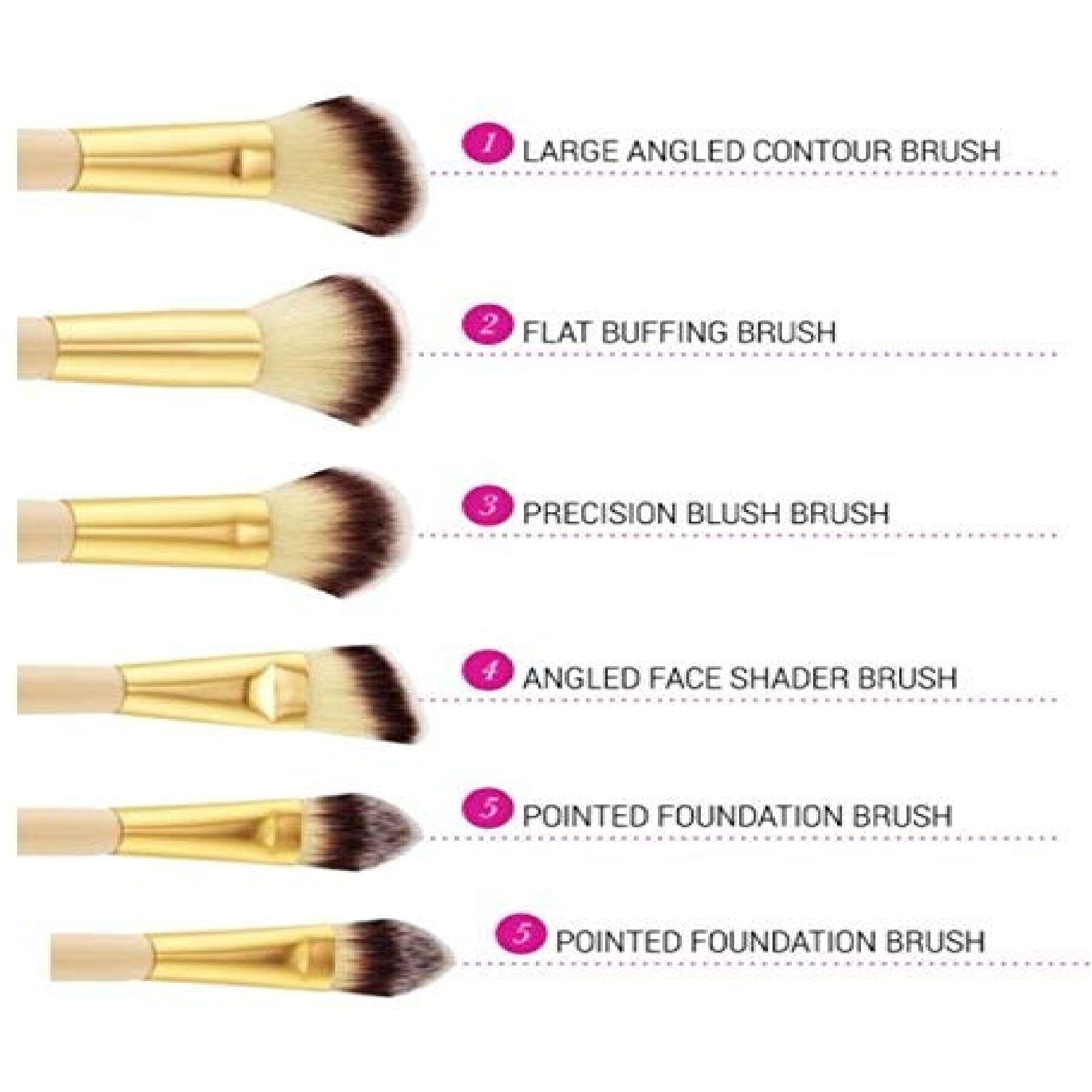 Macplus Soft Bristles Makeup Brushes - Brown, Pack Of 12
