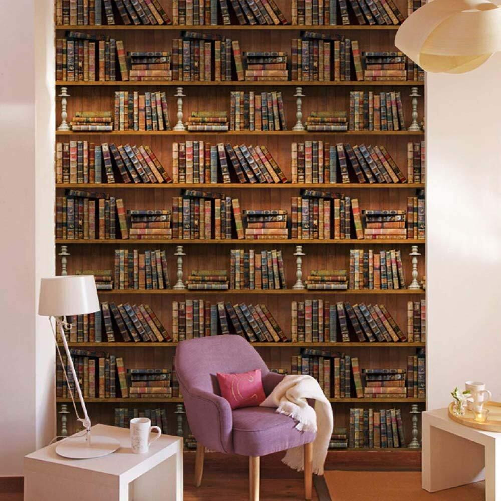 Univocean Wall Stickers Book Shelf (45 X 1000 Cm) 3D Pvc Diy Self Adhesive Wallpaper, Multicolour