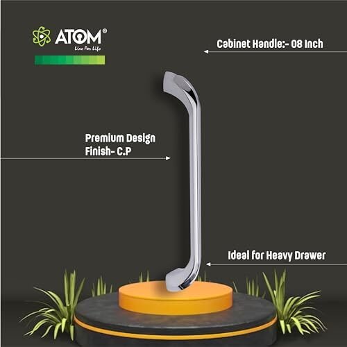 Atom 7.2 Inches Zinc Cabinet Pull Handle | Cppt Finish | Office Wardrobe Furniture Kitchen Drawer Push Bar, 227, Pack Of 2