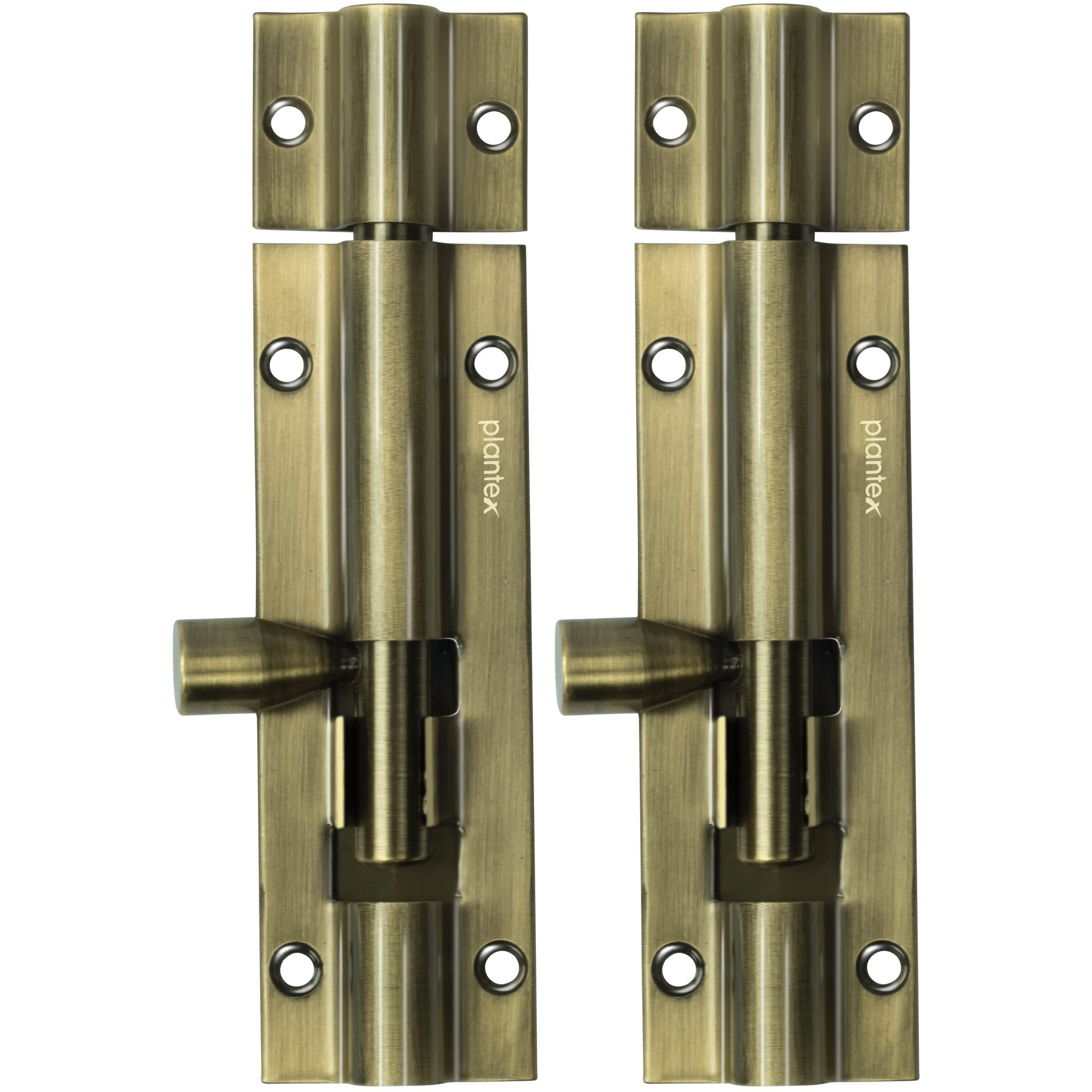 Plantex Stainless Steel Tower Bolt/Tower Bolt For Home,Offices Doors And Windows/Tower Bolt For Main Door/Door Latch/Kundi/Chitakini/Door Latch For Windows - Pack Of 2 (Brass Antique, 4 Inch)