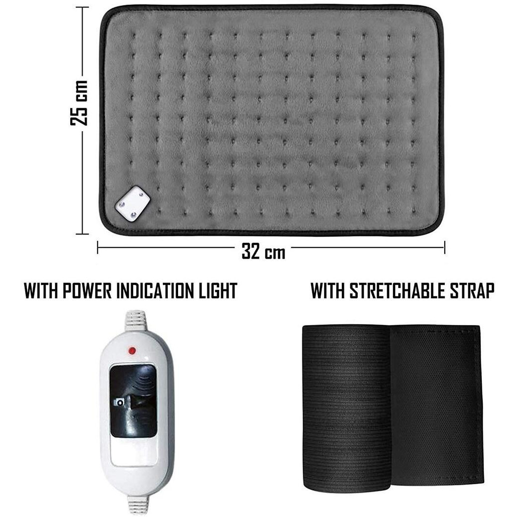 Dr Care Velvet Electric Heat Therapy Orthopedic Pain Reliever Electric Heating Pad For Joints, Muscle, Back, Leg, Shoulder, Knee, Neck (With Auto Temperature Controller) Multi Colour (Grey)
