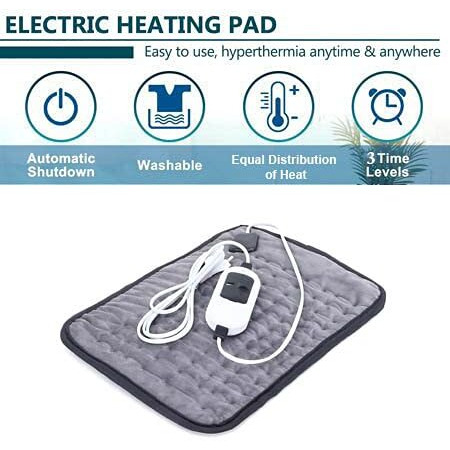 Dr Care Velvet Electric Heat Therapy Orthopedic Pain Reliever Electric Heating Pad For Joints, Muscle, Back, Leg, Shoulder, Knee, Neck (With Auto Temperature Controller) Multi Colour (Grey)