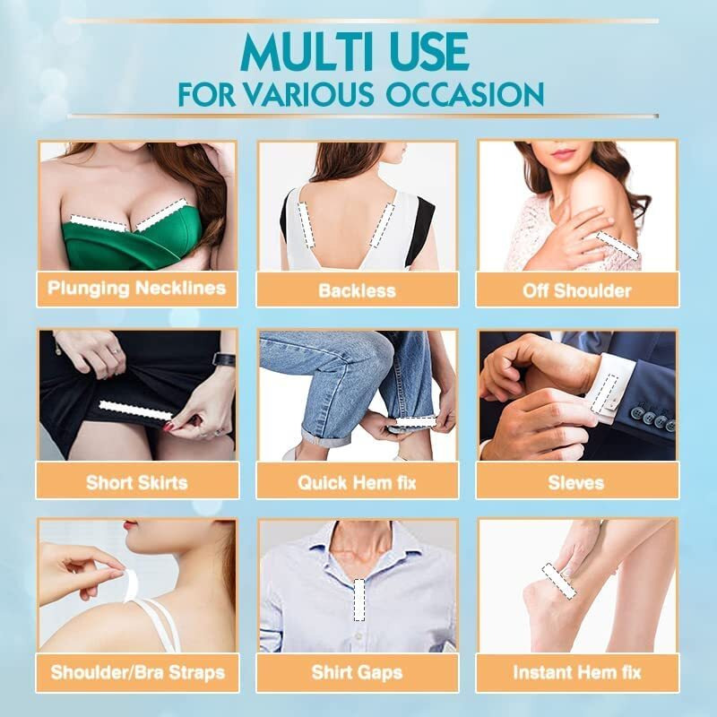Womens Clear Double Sided Fashion Beauty Tape For Clothing And Body - 36 Strips - Fashion Dressing Tape/Invisible Double-Sided Body Tape (Fabric And Skin Friendly) Strong Adhesive For All Day Use | Transparent (Pack Of 36) (Body_36 Strips)