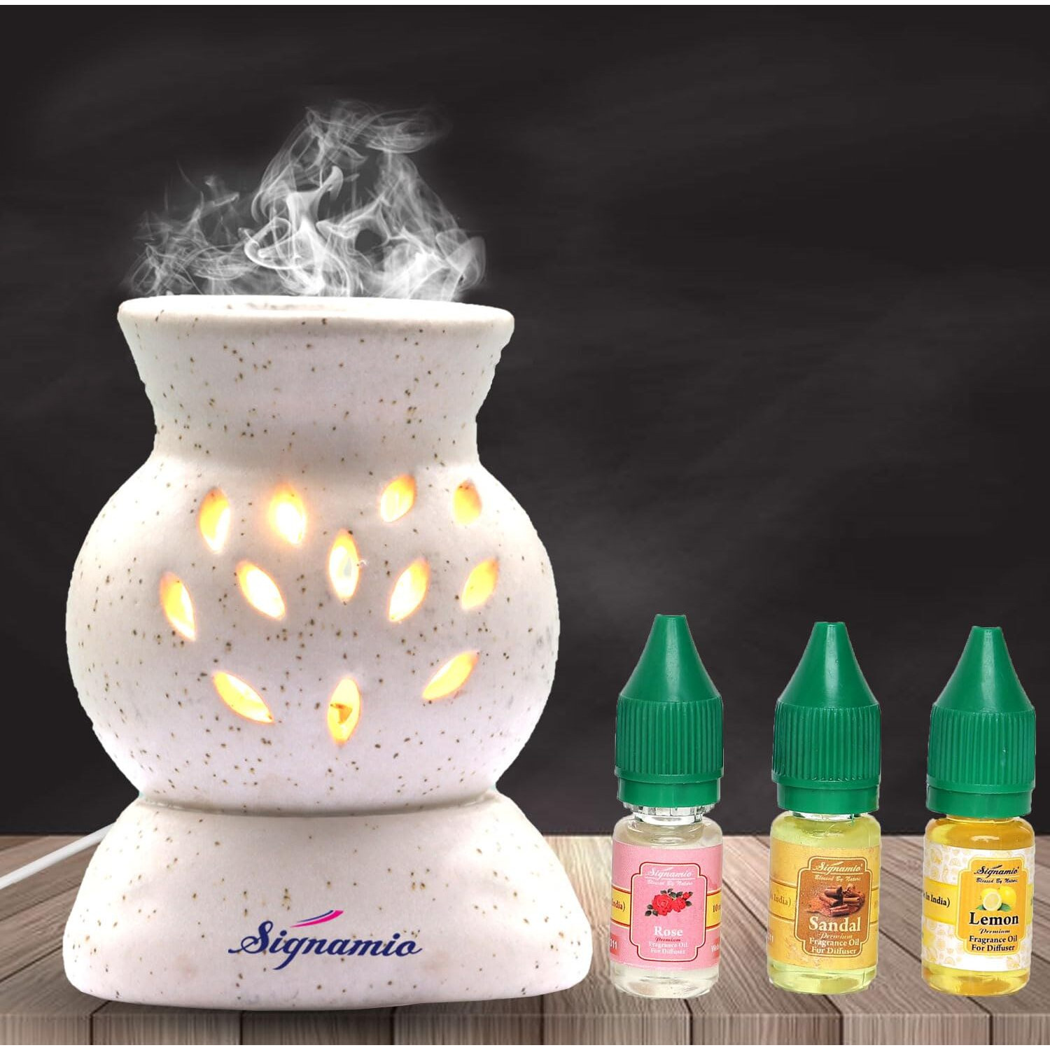 Signamio Aroma Burner Diffuser For Home Fragrance Lamp For Home,Office, Bathroom, Pooja Room, Meditation, Yoga - Dn-12 (Rose, Sandal, Lemon Fragrance)