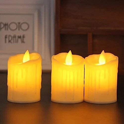 Satyam Kraft 3 Pcs Led Tea Light Candles | Flameless & Smokeless | Home Dcor, Wedding, Festival, Birthday, Balcony & Room Decoration
