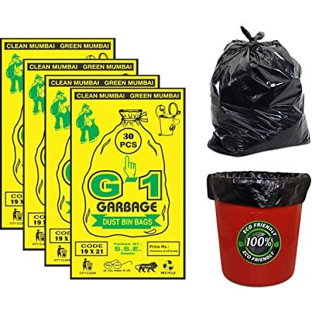 G1 Garbage Bags | Dustbin Bags | Medium | Black | 19 X 21 Inch | 4 Packs Of 30 Pcs 120 Pcs