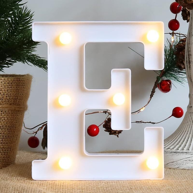 Satyam Kraft 1 Piece White Led Marquee Lights & Alphabet E Aesthetic Home & Party Dcor For ValentineS Day, Diwali, Weddings, Birthdays,Led Lighting For Living Room And Special Events(E)