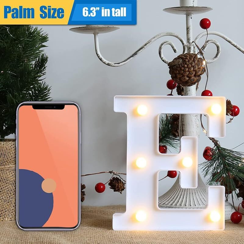 Satyam Kraft 1 Piece White Led Marquee Lights & Alphabet E Aesthetic Home & Party Dcor For ValentineS Day, Diwali, Weddings, Birthdays,Led Lighting For Living Room And Special Events(E)
