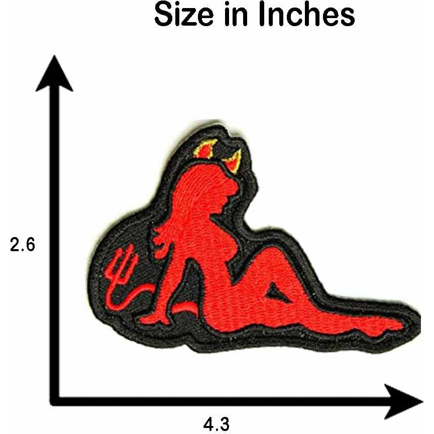 Motohog Unique Embroidered Iron & Sew On Patch (Devil Woman, Red) 4.3X2.6 Inches