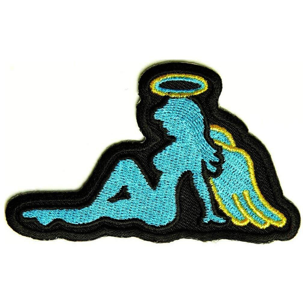 Motohog Unique Embroidered Iron & Sew On Patch (Angel Lady, Blue) 4.2X2.6 Inches