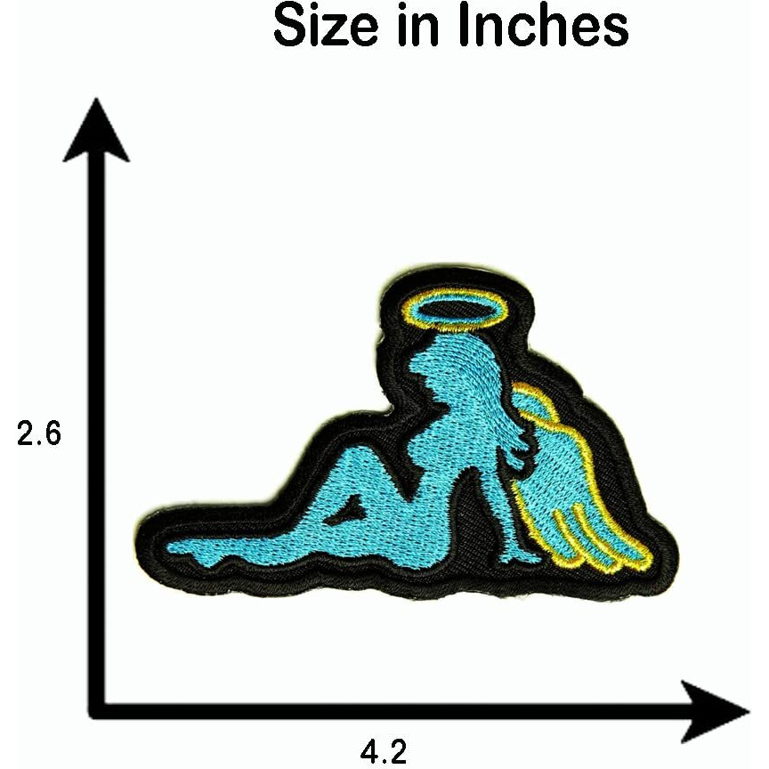 Motohog Unique Embroidered Iron & Sew On Patch (Angel Lady, Blue) 4.2X2.6 Inches
