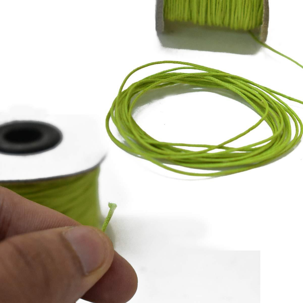 Embroiderymaterial Cotton Wax Thread Cord For Jewellery And Craft Making Purpose Parrot Green Color 90 Meter 1Mm