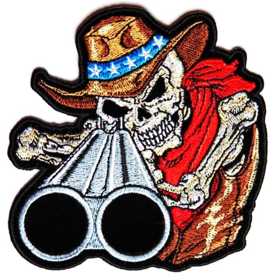 Motohog Embroidered Iron & Sew On Patch For Clothes (Skull Shooter, Multicolor) 4X4 Inches