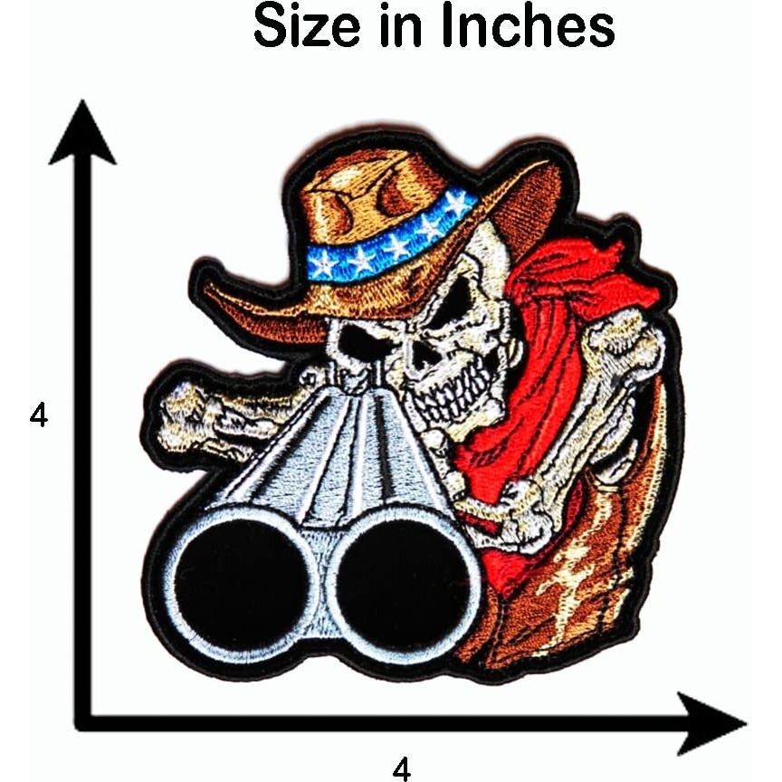 Motohog Embroidered Iron & Sew On Patch For Clothes (Skull Shooter, Multicolor) 4X4 Inches