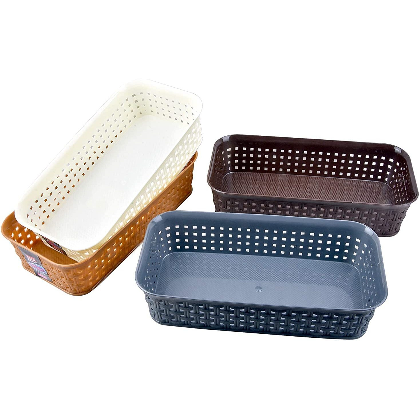 Csm Plastic Multipurpose Desk Organizer Tray Office Drawer Dividers Storage Bins For Kitchen, Bathroom, Office, Makeup, Bedroom Dresser, Multicolor (Dimensions  23.2 Cm X 8.5 Cm X 5 Cm) Pack Of 6