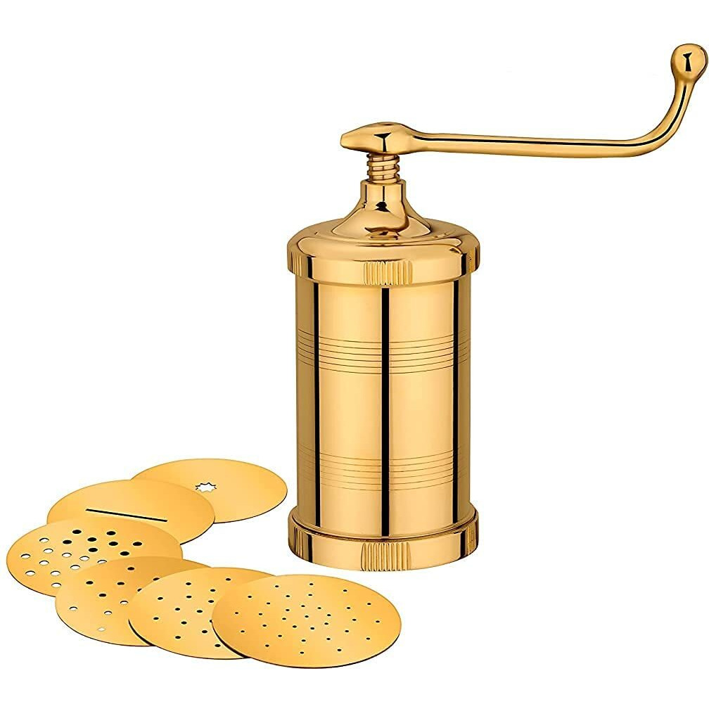 Konquer Times Kts Pure Brass Sev Sancha Machine With Free 6 Different Jali For Making Different Types Of Sevaiya, Sev, Gathiya Murukku, Chakli, Bhujia Etc - 1000 Watts