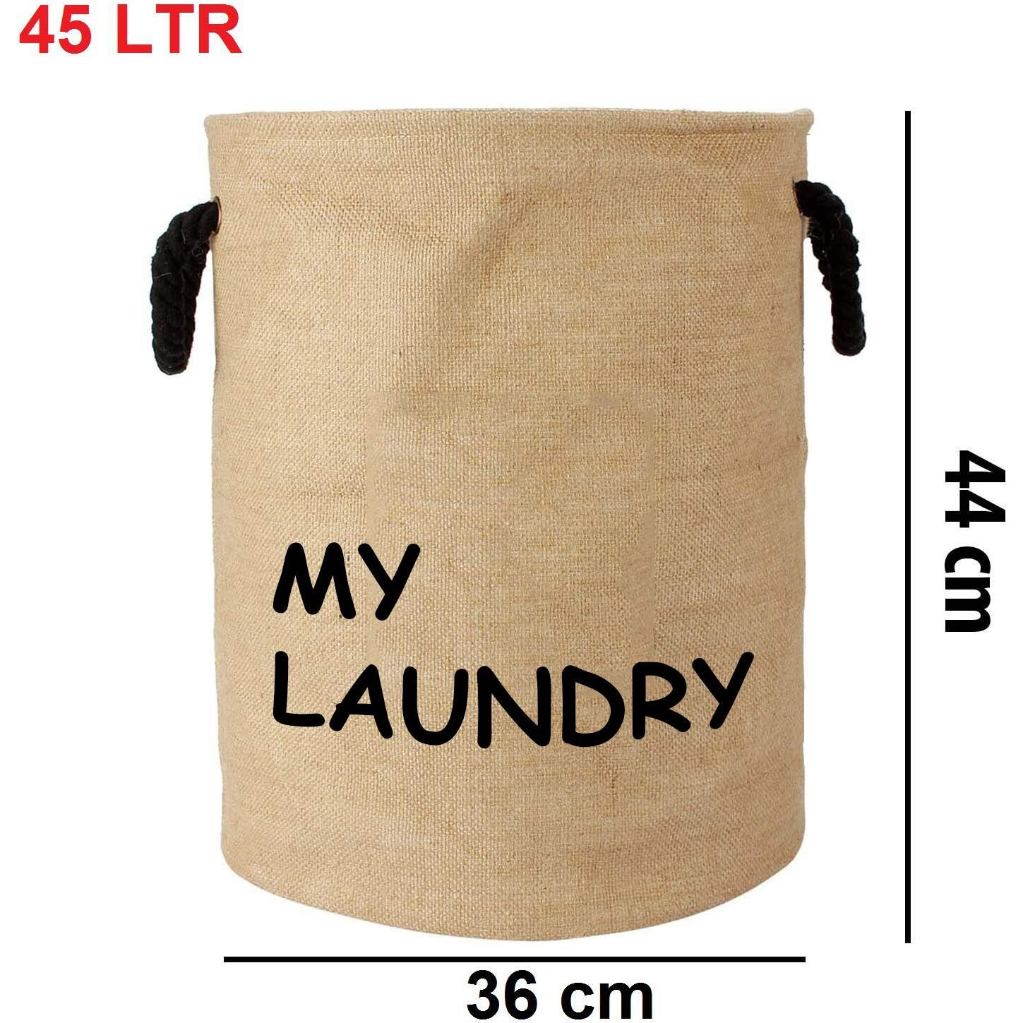 Styleys Folding Laundry Bag For Clothes 45 - Litres With Drawstring Closure (S11082 - Beige)
