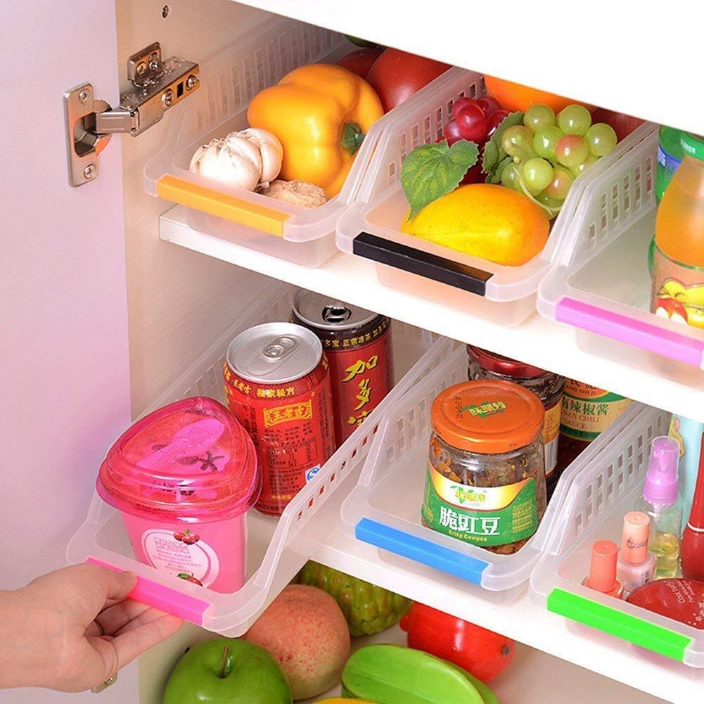 Inditradition Plastic Stackable Refrigerator Food Storage Organizer , Transparent (25 Cm X Width - 10 Cm X Height - 8.5 Cm ) - Pack Of 10