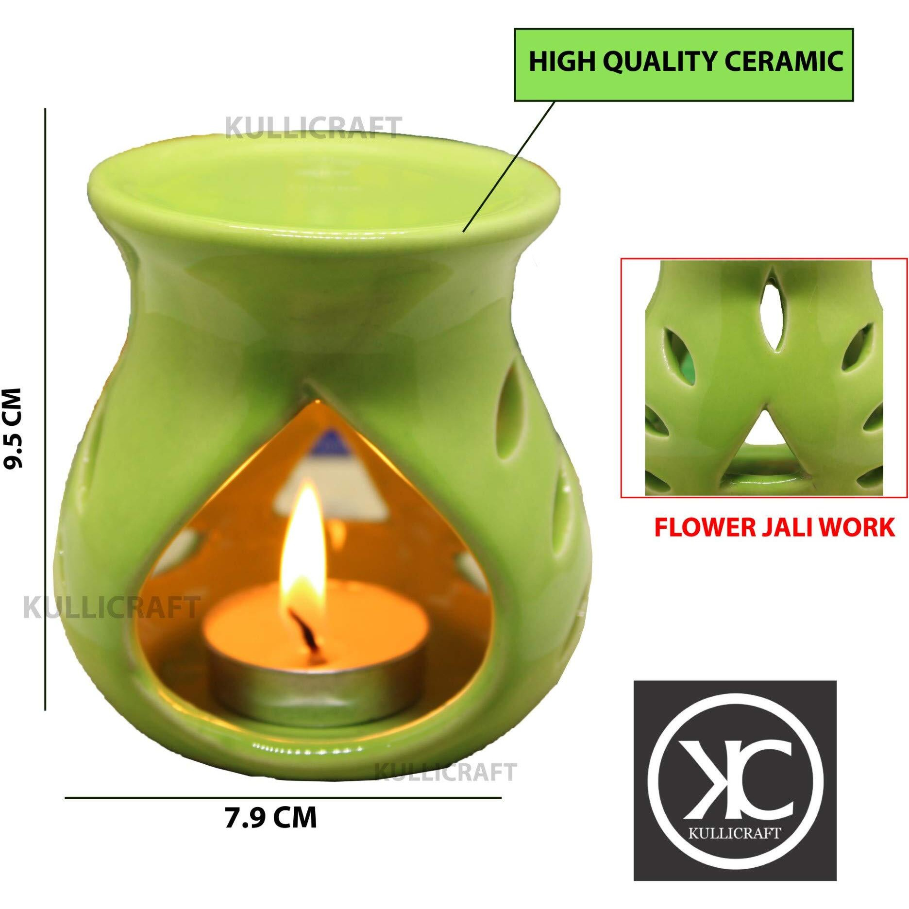 Kc Kullicraft Ceramic Aroma Diffuser Oil Burner Clay Lamp Wax Warmer Tea Light Holder, Pack Of 2