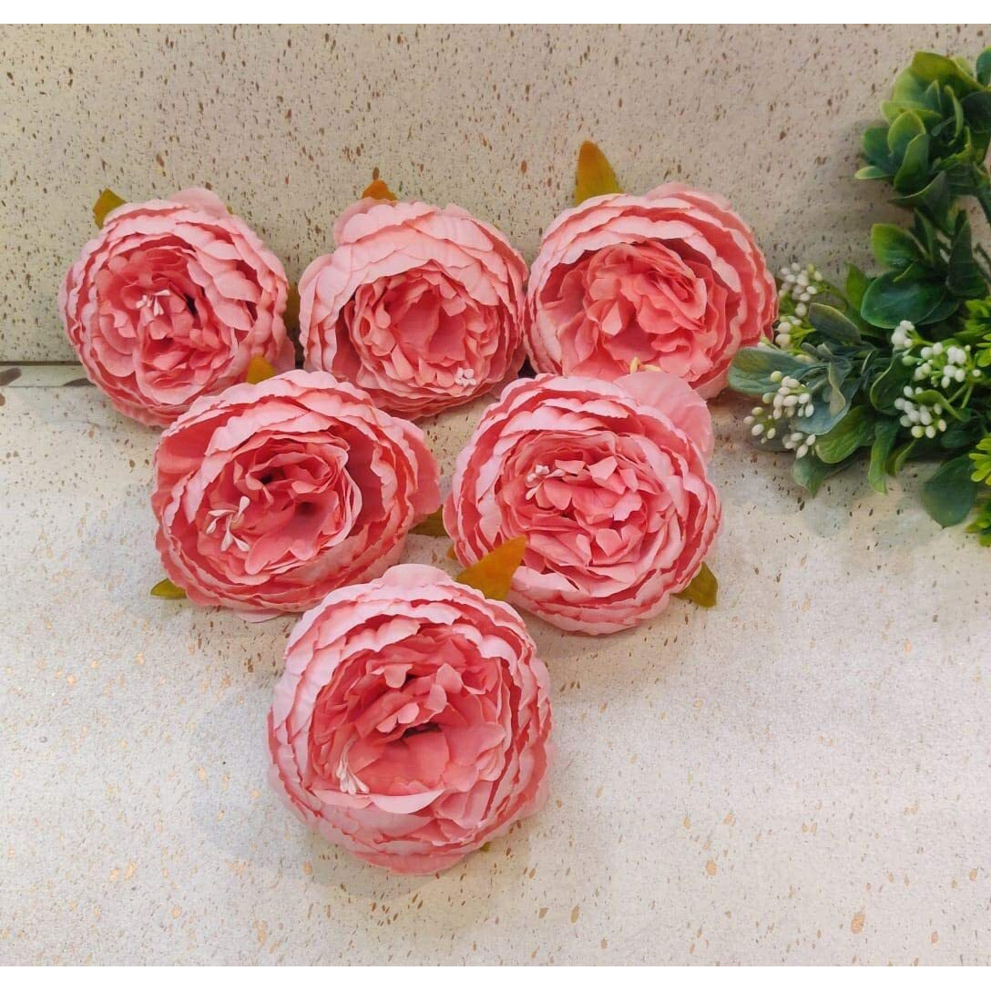 Satyam Kraft 6 Pcs Artificial Rose Flower Heads  Large Fake Flowers For Pooja Thali, Festival, Wedding & Home Decor, Table & Bedroom Decorations (Light Pink, 6 Pieces)