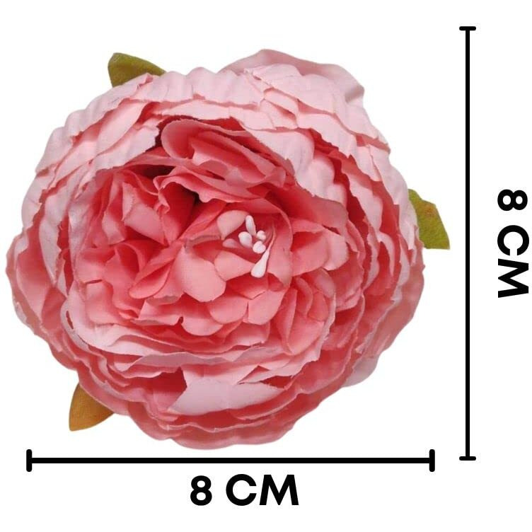 Satyam Kraft 6 Pcs Artificial Rose Flower Heads  Large Fake Flowers For Pooja Thali, Festival, Wedding & Home Decor, Table & Bedroom Decorations (Light Pink, 6 Pieces)
