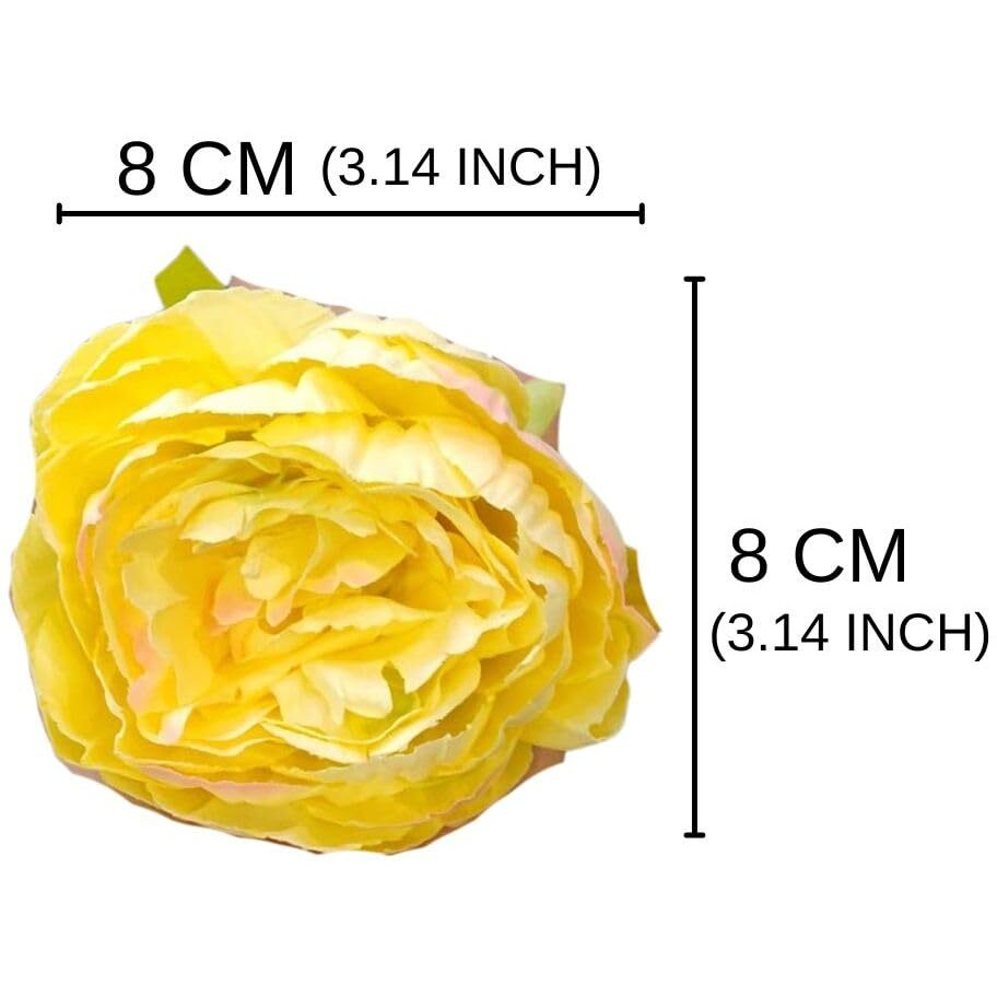 Satyam Kraft 6 Pcs Artificial Fake Fabric Head Rose Flowers  Premium Faux Roses For Home Decor, Wedding Bouquets, Craft Projects, Pooja Mandir,Gifts(Fabric Material)(Mustard, 8 Cm)