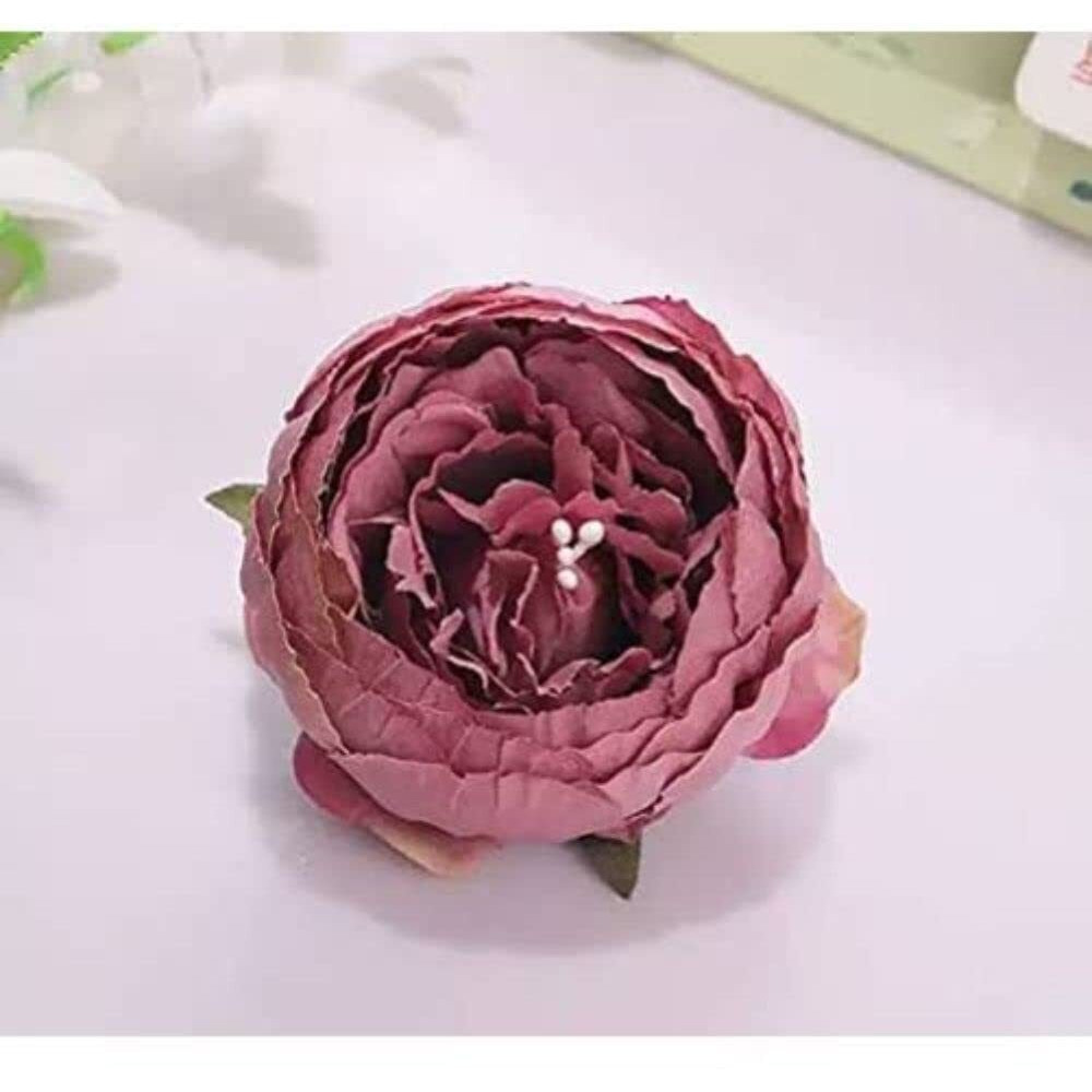 Satyam Kraft 6 Pcsartificial Fake Fabric Head Rose Flowers  Premium Faux Roses For Home Decor, Wedding Bouquets, Craft Projects, Pooja Mandir,Gift Wrapping (Dark Pink)(6 Pieces)