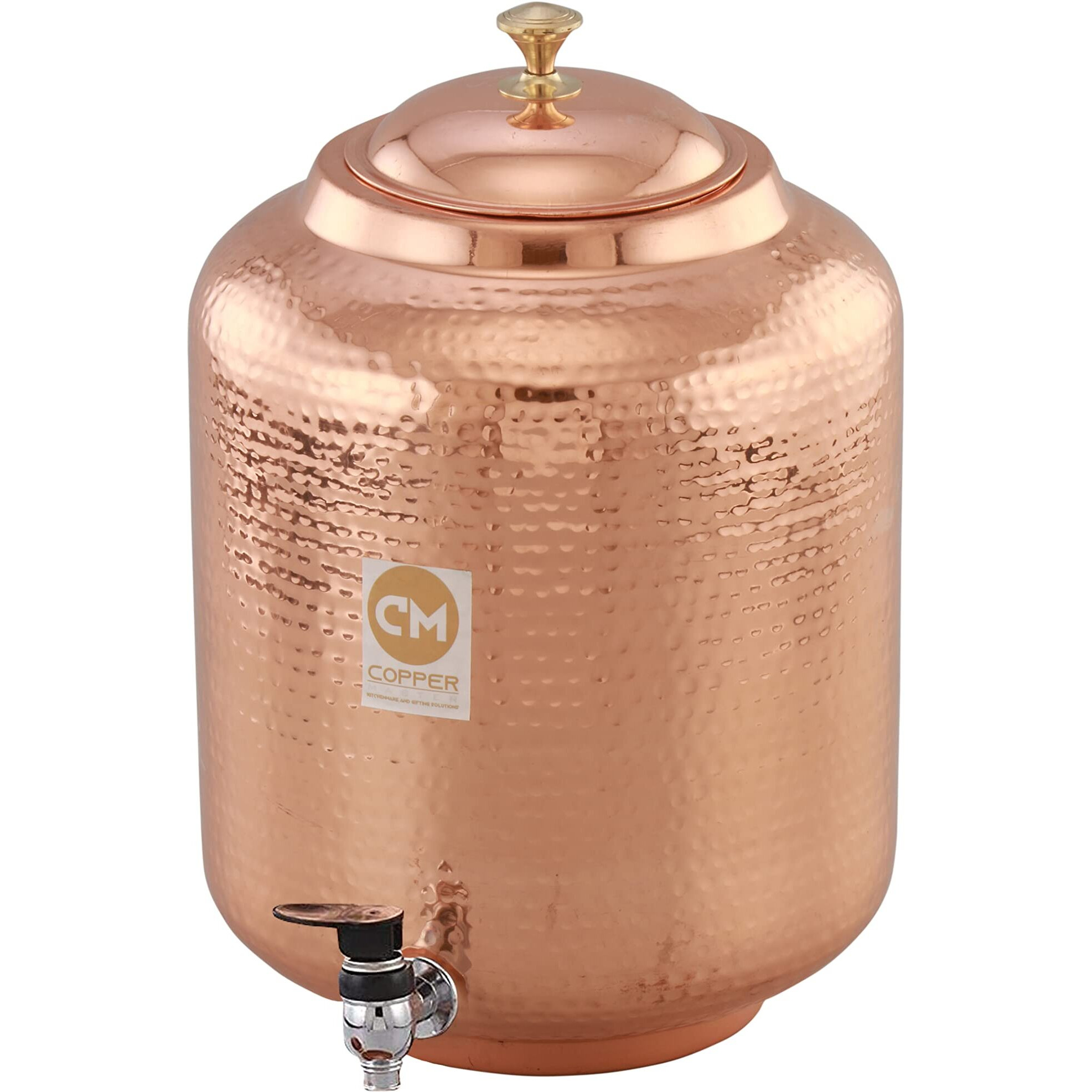 Copper-Master 5 Litre Hammered Copper Water Dispenser (Matka/Pot) Container Pot With Pure Copper And Ayurvedic Health Benefits (5000 Ml)