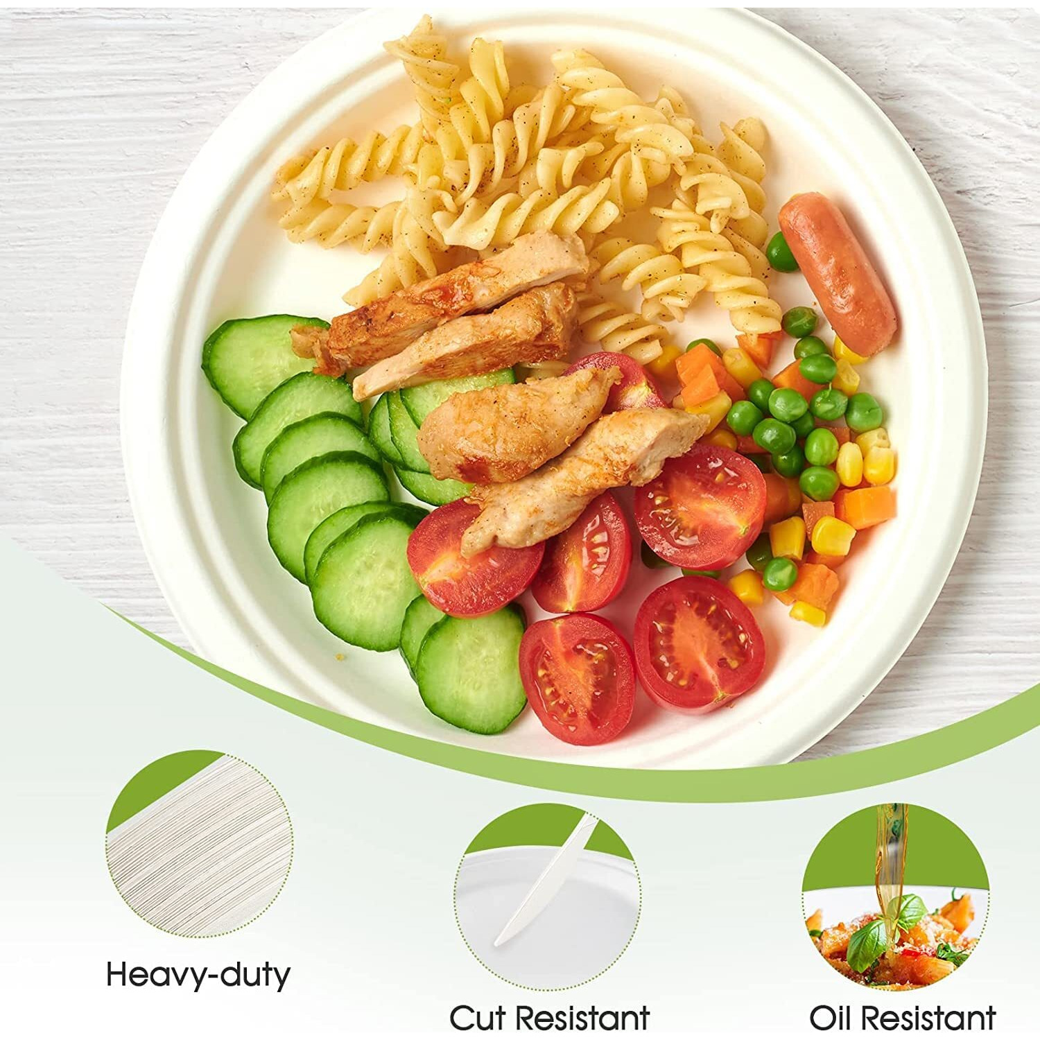 Swhf Disposable Plates 10 Inch - Pack Of 100, Eco-Friendly & Biodegradable, Dinner Plates For Serving Snacks, Dinner, Paper Plates For Birthday, Weddings & Parties - Disposal Plate (White, Round)