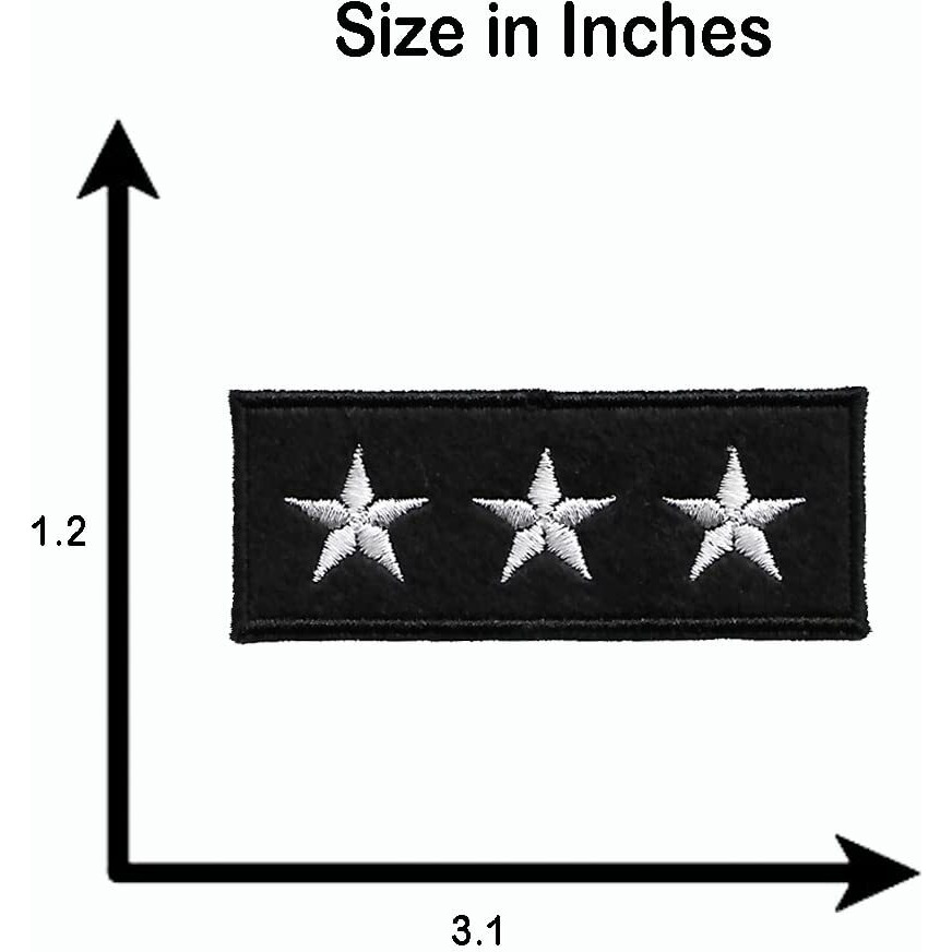 Motohog Unique Embroidered Iron On Patch (3 Stars), 3.1X1.2 Inches