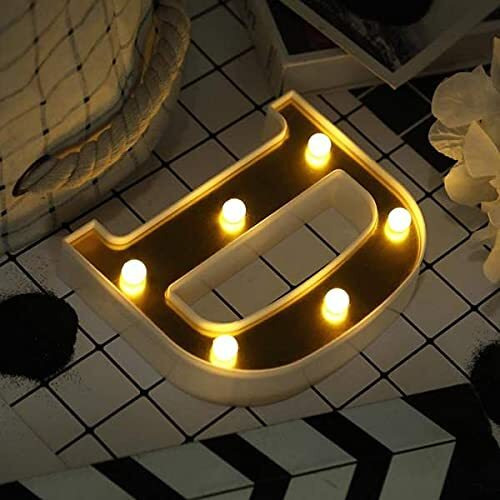 Satyam Kraft 1 Piece Golden Marquee Alphabet Shaped Led Light - Decorative Letter Lamp For ValentineS Day, Bedroom, Wedding, Birthday, Home Decor, Romantic Gift Night And Wall Lamp (D)