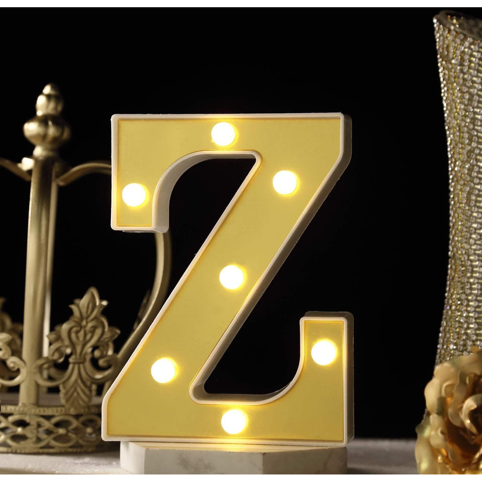 Satyam Kraft 1 Piece Golden Marquee Alphabet Shaped Led Light - Decorative Letter Lamp For ValentineS Day, Bedroom, Wedding, Birthday, Home Decor, Romantic Gift Night And Wall Lamp (Z)