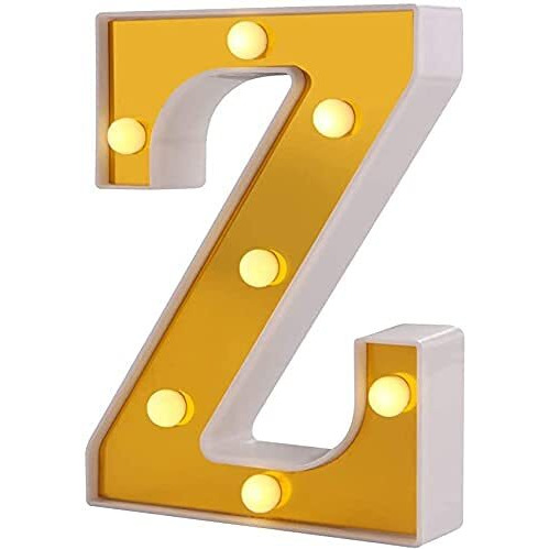 Satyam Kraft 1 Piece Golden Marquee Alphabet Shaped Led Light - Decorative Letter Lamp For ValentineS Day, Bedroom, Wedding, Birthday, Home Decor, Romantic Gift Night And Wall Lamp (Z)