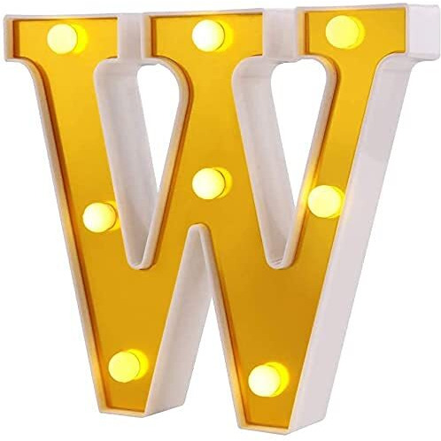 Satyam Kraft 1 Pcs Golden Marquee Alphabet Shaped Letter Led Name Light For Aesthetic Decorations, Romantic Gift, Valentine, Room, Bedroom, Home Decor, Wedding, Birthday, Night And Wall Lamp (W)
