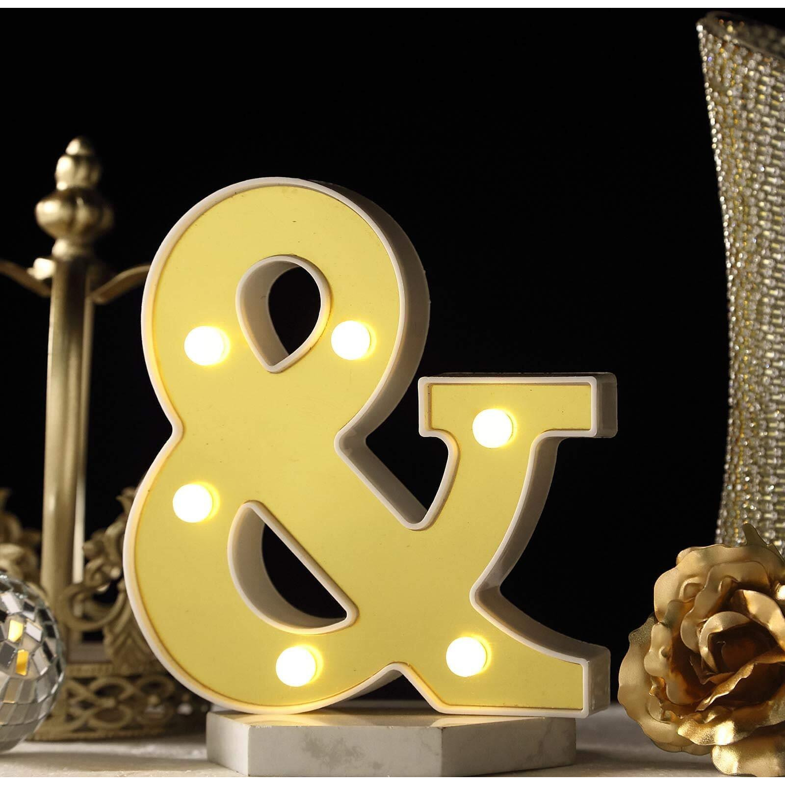 Satyam Kraft 1 Piece Golden Marquee Alphabet Shaped Led Light - Decorative Letter Lamp For ValentineS Day, Bedroom, Wedding, Birthday, Home Decor, Romantic Gift Night And Wall Lamp (&)