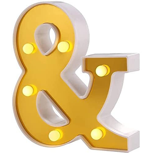 Satyam Kraft 1 Piece Golden Marquee Alphabet Shaped Led Light - Decorative Letter Lamp For ValentineS Day, Bedroom, Wedding, Birthday, Home Decor, Romantic Gift Night And Wall Lamp (&)