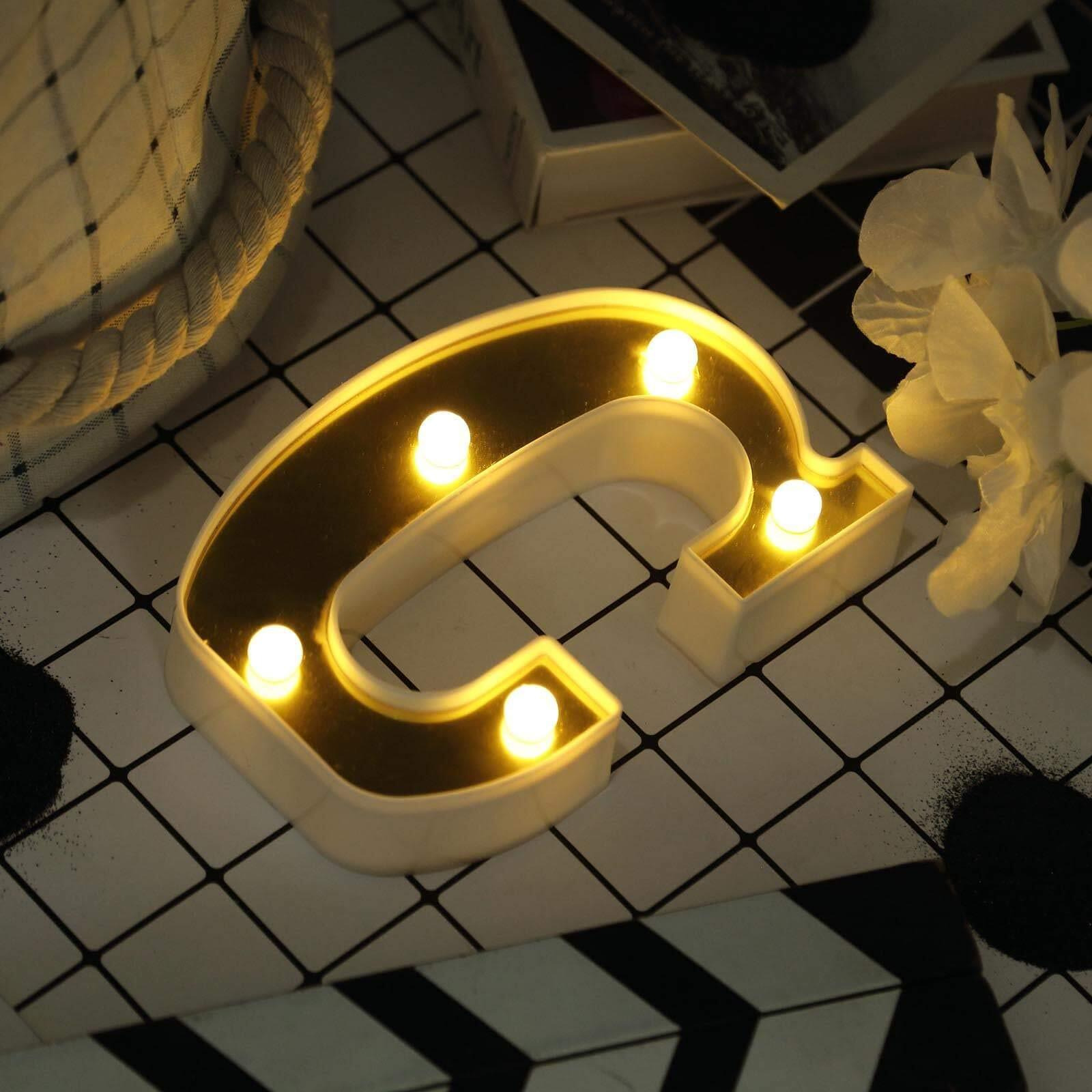 Satyam Kraft 1 Piece Golden Marquee Alphabet Shaped Led Light - Decorative Letter Lamp For ValentineS Day, Bedroom, Wedding, Birthday, Home Decor, Romantic Gift Night And Wall Lamp (C)