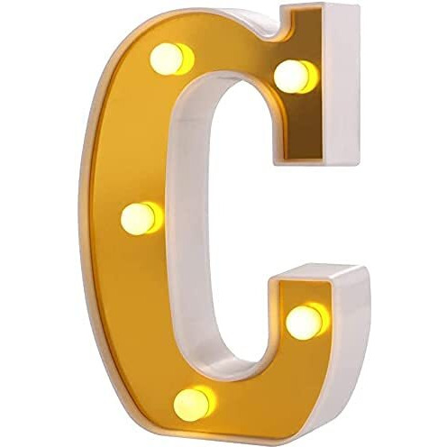Satyam Kraft 1 Piece Golden Marquee Alphabet Shaped Led Light - Decorative Letter Lamp For ValentineS Day, Bedroom, Wedding, Birthday, Home Decor, Romantic Gift Night And Wall Lamp (C)