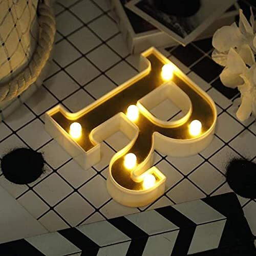 Satyam Kraft 1 Piece Golden Marquee Alphabet Shaped Led Light - Decorative Letter Lamp For ValentineS Day, Bedroom, Wedding, Birthday, Home Decor, Romantic Gift Night And Wall Lamp (R)