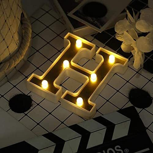 Satyam Kraft 1 Piece Golden Marquee Alphabet Shaped Led Light - Decorative Letter Lamp For ValentineS Day, Bedroom, Wedding, Birthday, Home Decor, Romantic Gift Night And Wall Lamp (H)
