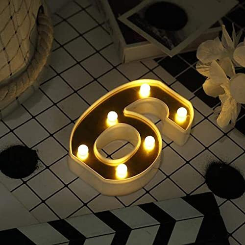 Satyam Kraft 1 Piece Golden Marquee Number Shaped Led Light - Decorative Letter Lamp For ValentineS Day, Bedroom, Wedding, Birthday, Home Decor, Romantic Gift Night And Wall Lamp (6)