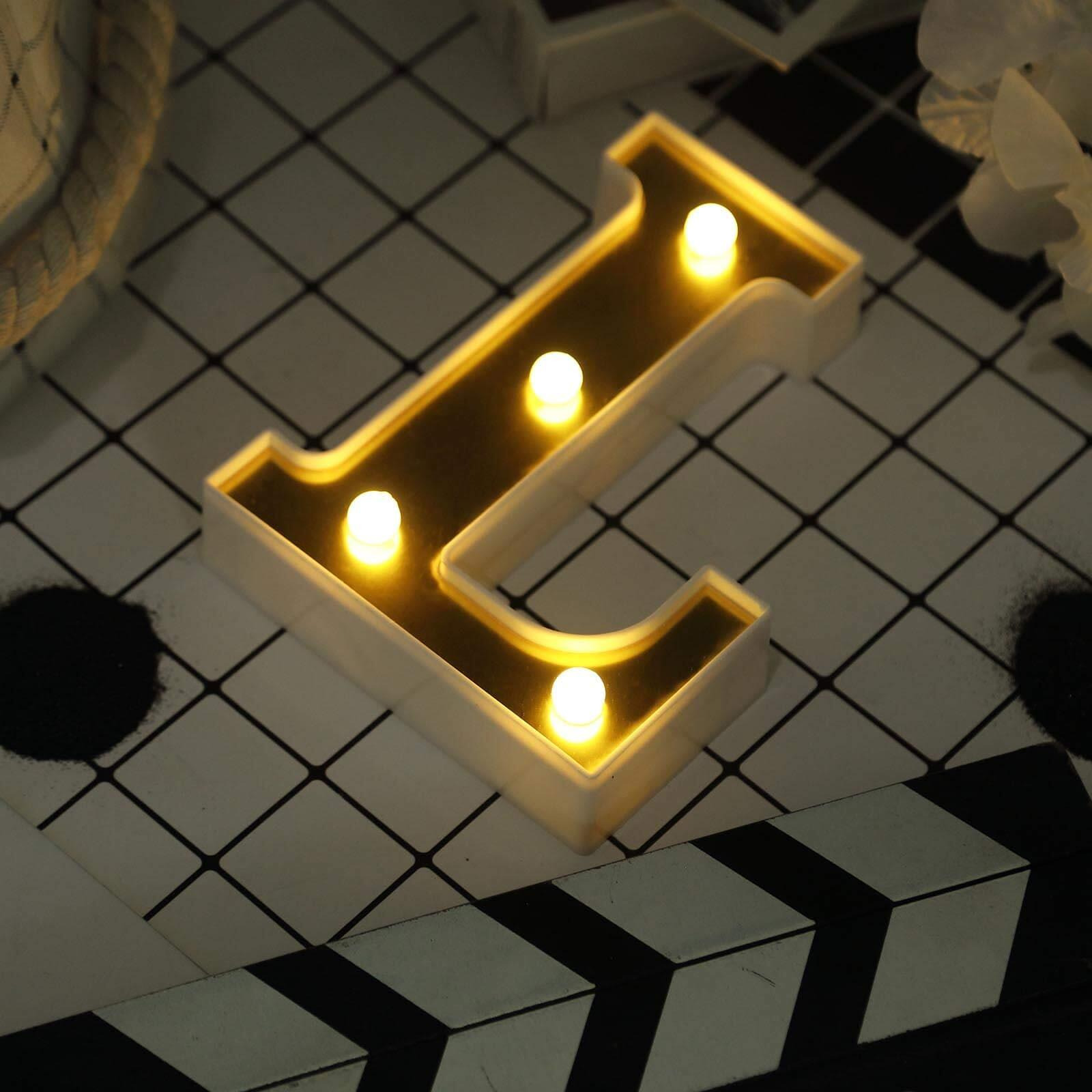 Satyam Kraft 1 Piece Golden Marquee Alphabet Shaped Led Light - Decorative Letter Lamp For ValentineS Day, Bedroom, Wedding, Birthday, Home Decor, Romantic Gift Night And Wall Lamp (L)
