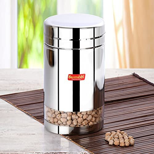 Sumeet Stainless Steel Circular See Through/Transparent Container, Set Of 4Pc, 1.8 Ltr Each, 11.5Cm Dia - Silver