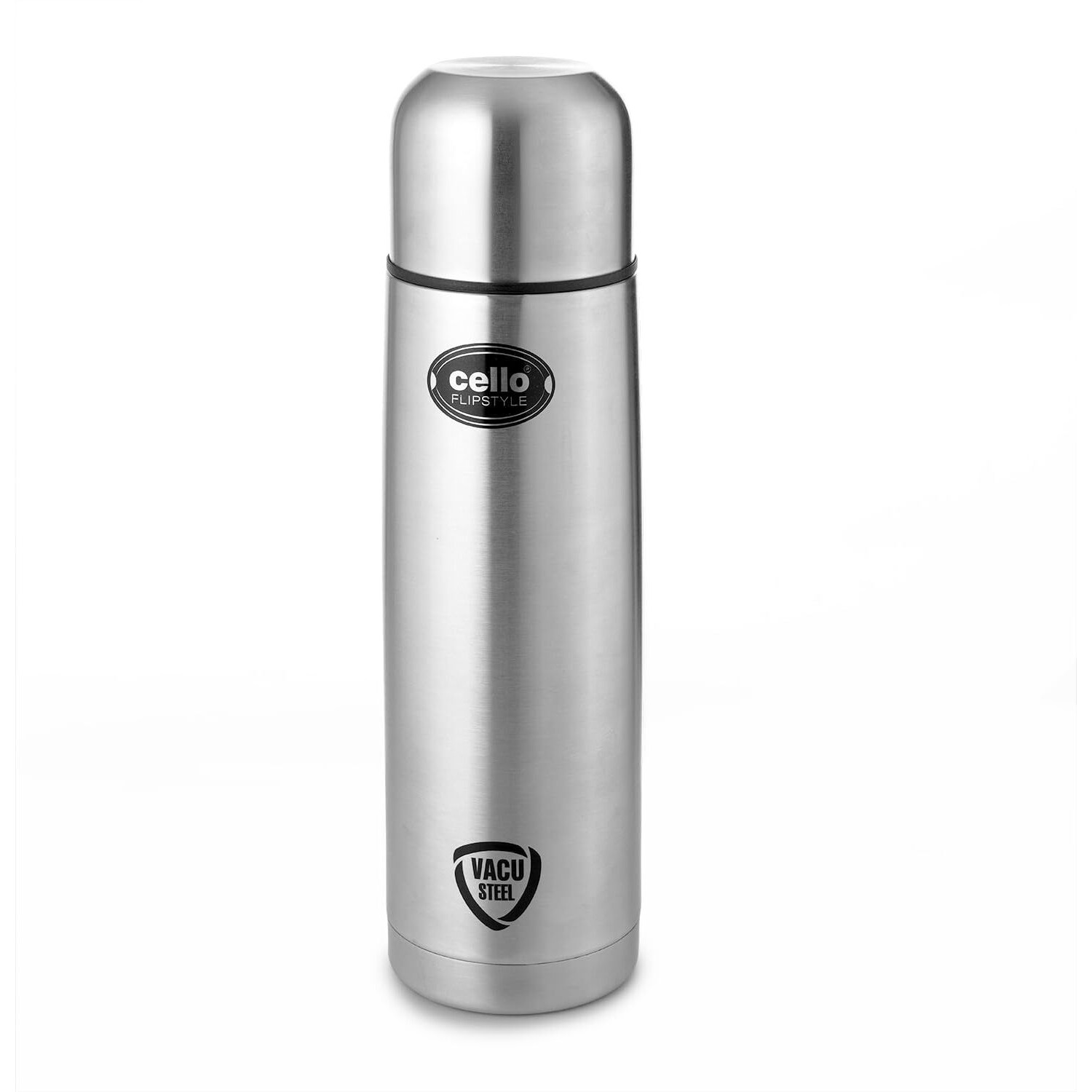 Cello Flipstyle Thermosteel Flask, 1000Ml, Silver | 24 Hours Hot And Cold Water Bottle | Flask For Tea Coffee | Rust & Leak Proof | Ideal For Office, Gym, Home, Kitchen, Hiking, Travel Bottle