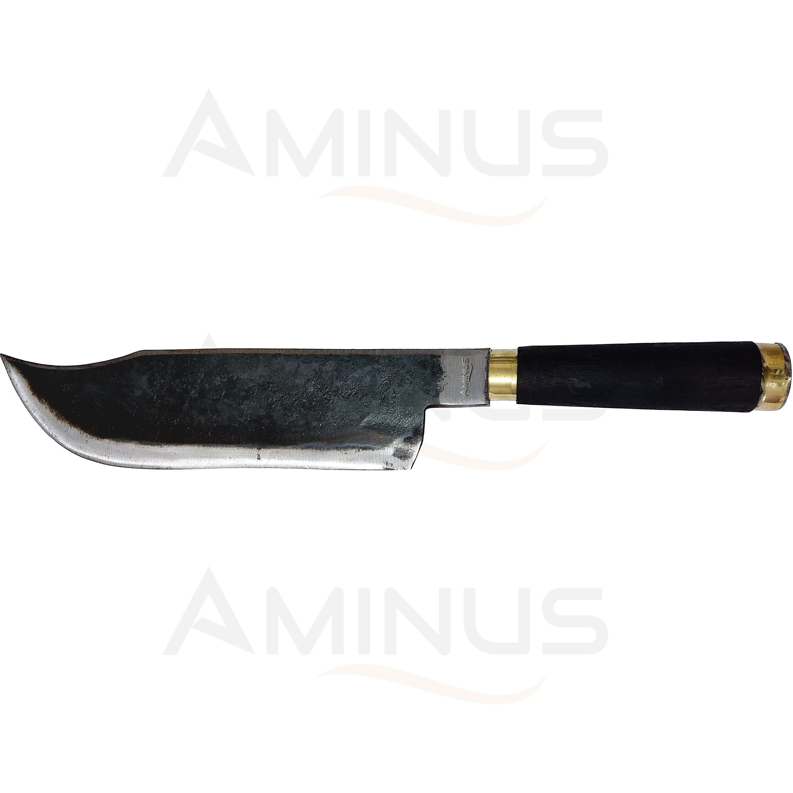 Aminus Brand Handmade Full Tang Big Size Chef Knife For Meat And Fish Cutting - 9In Blade - High Carbon Steel - Heavy Duty Boning Knife - Multi-Functional Cleaver - Wooden Handle