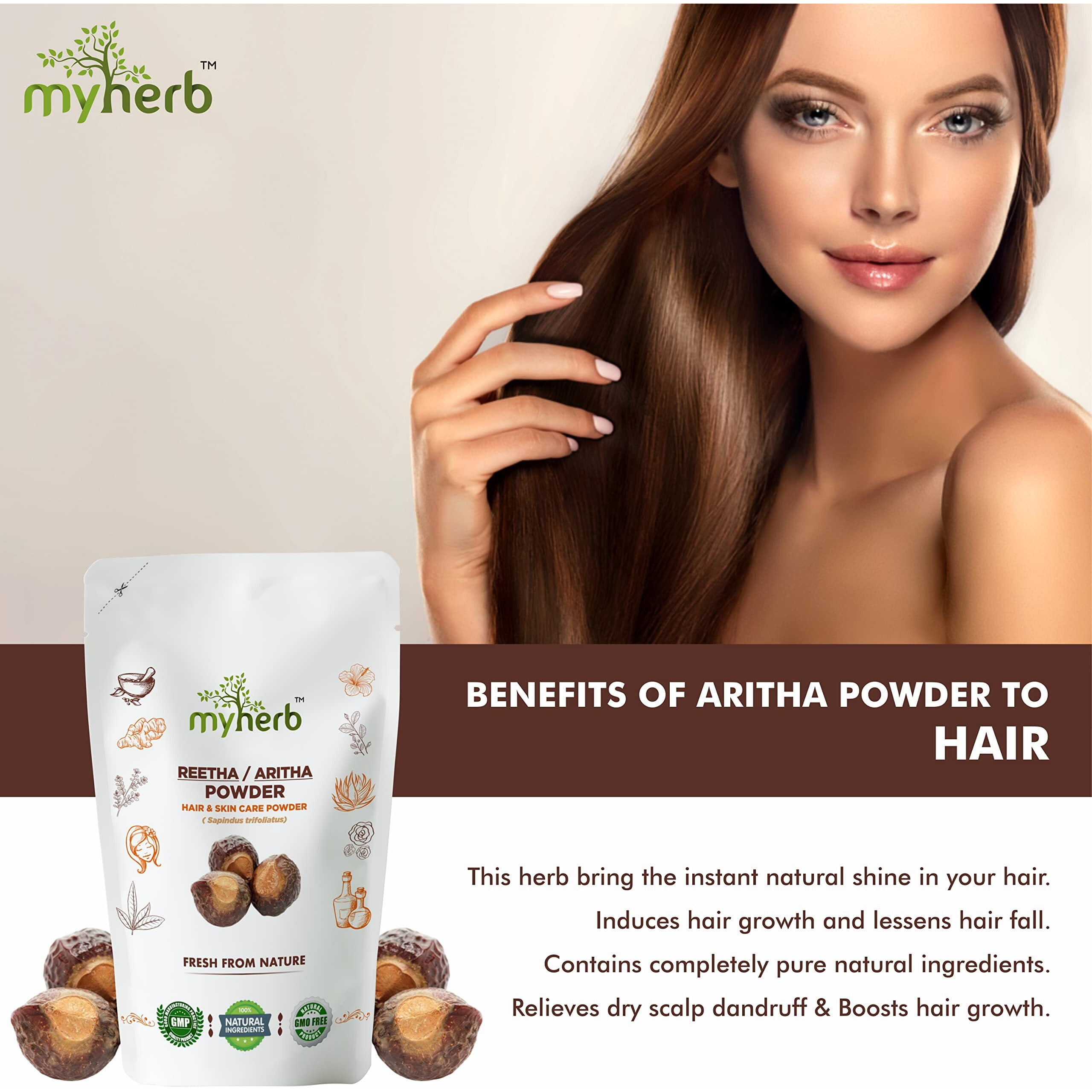 Myherb Natural 100% Pure Organic Double Filtered Aritha/Reetha (Sapindus Trifoliatus) Powder || 227 Gm/0.5 Lbs || Ayurvedic Formula || For Face,Skin & Hair Care