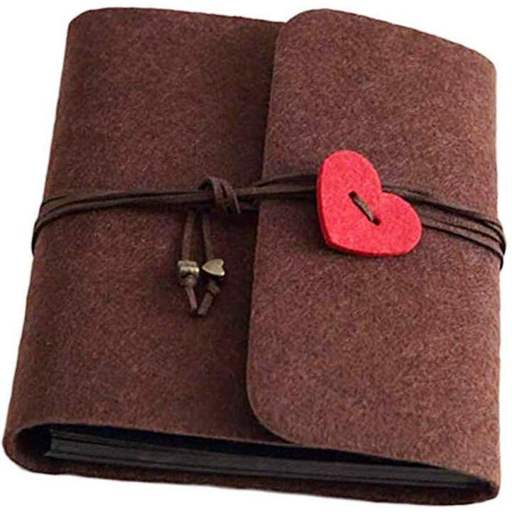 Hasthip Photo Book, Felt Cover Photo Album Book, Scrapbook Hand Made Diy Albums, Album For Photos Collection With 30 Sheets, Women's Day Gifts(Coffee, 7.5 X 6.9 Inch)