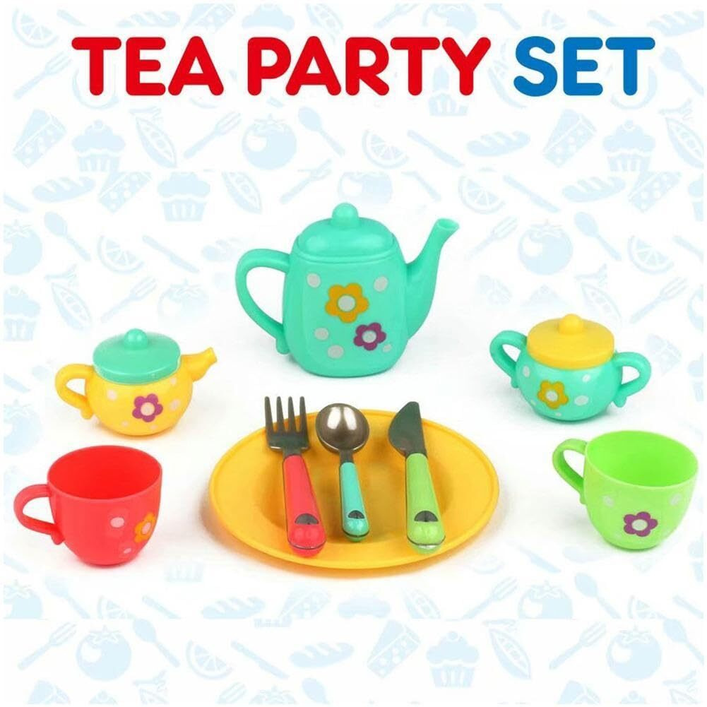 Pluspoint 20Pc Tea Set With Basket Tea Party Pretend Playset For Kids, Teapot Play Set Pretend Play Set Girls Kitchen Toy Teapot Gift For Toddler Kids Boys Girls 3 Years Old (Tea Set With Basket)