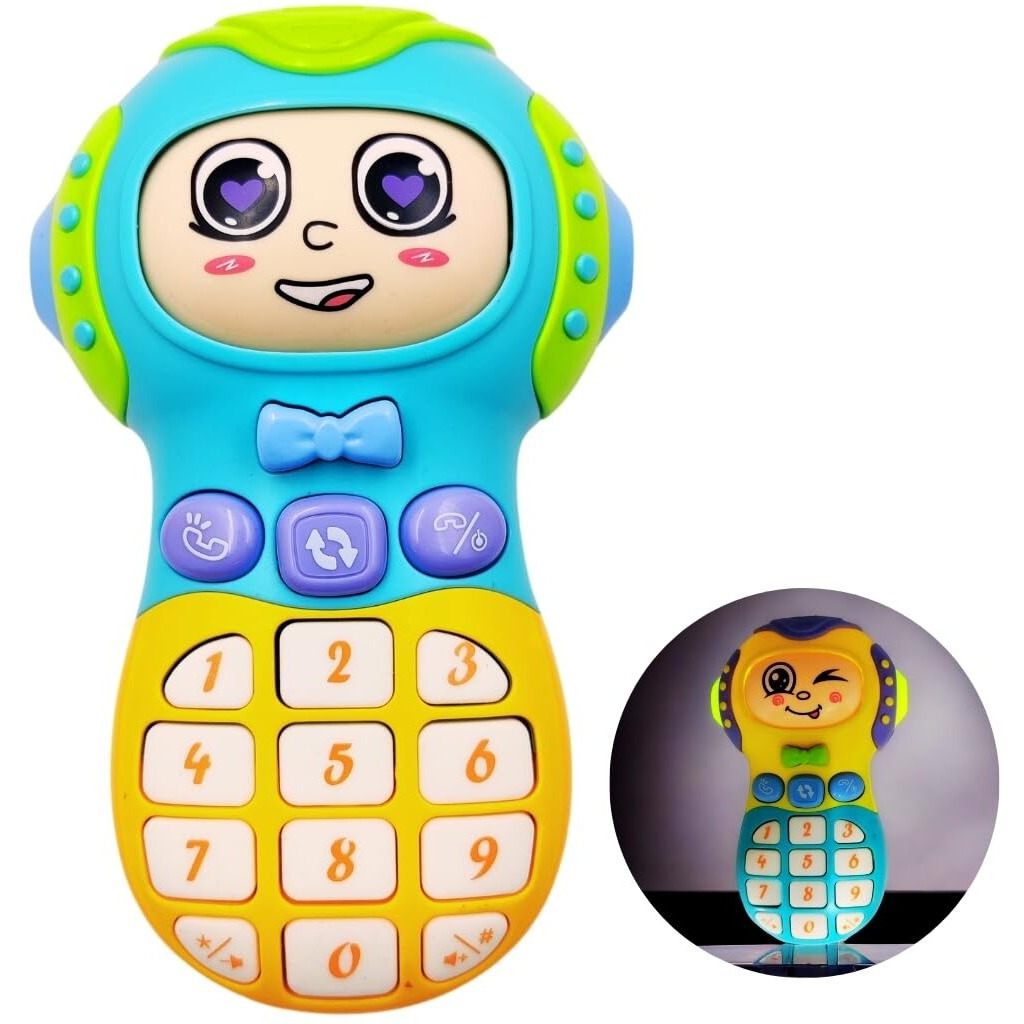 Pluspoint Cute Toy Phone For Kids With Music And Light And Smile Face Early Educational Mobile Cell Phone Pretend Play Face Changeable Sound Making Toys Expression Mobile For Baby Toddler
