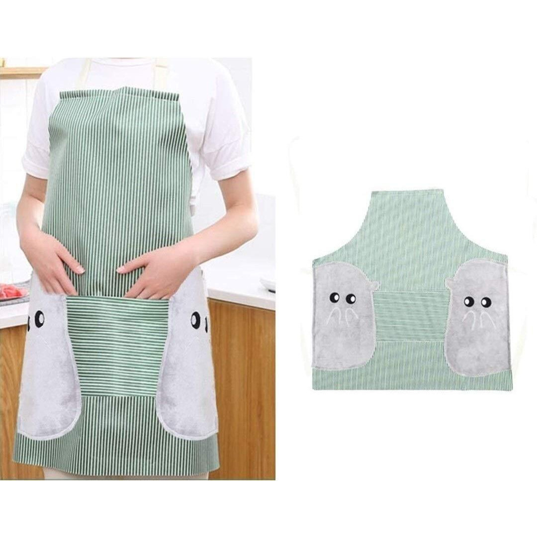 Yanci Wiping Hands Apron, Adjustable Bib Waterproof Velvet Stitched Apron With Pockets Cooking Kitchen Chef Women Aprons For Home Kitchen, Restaurant, Coffee House (Green)